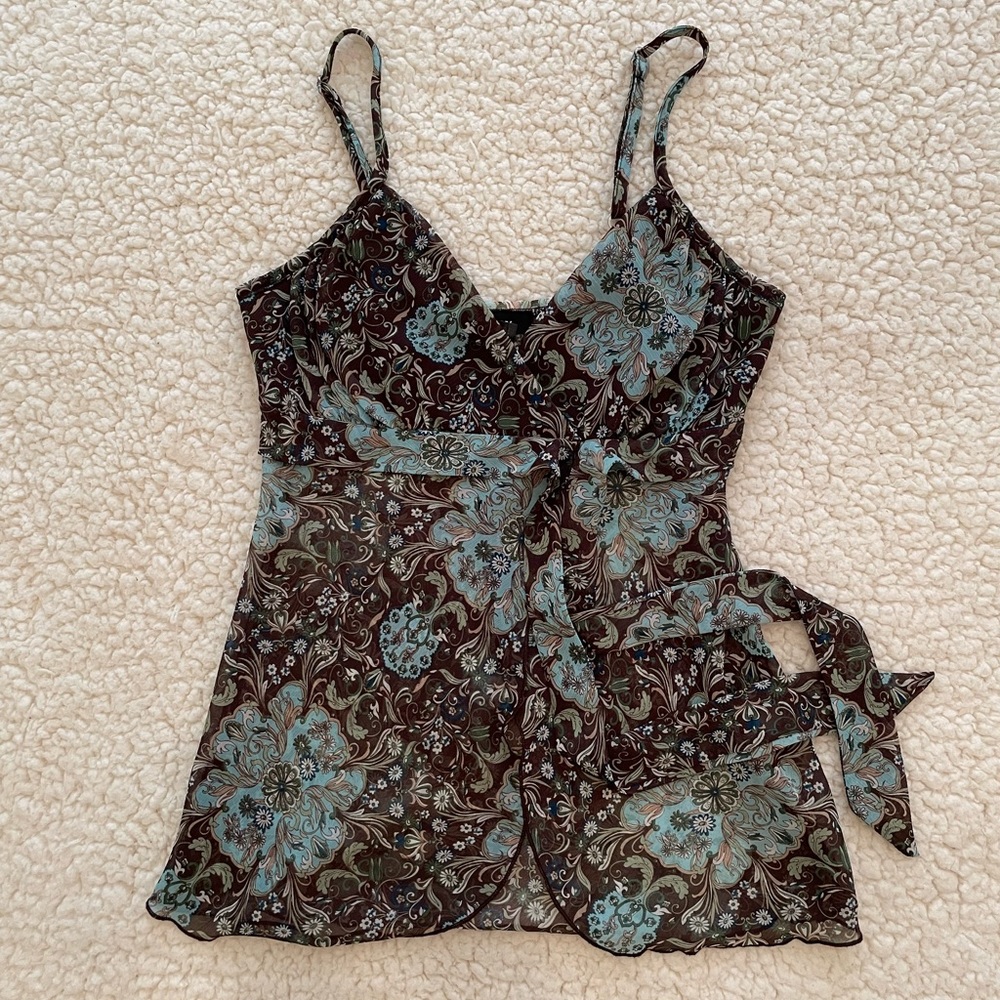 BCX Floral Patterned V-Neck Cami Blouse